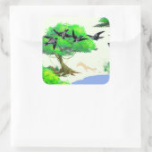 春の森の鳥とリスとの生活 – Natur スクエアシール (バッグ)