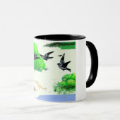 春の森の鳥とリスとの生活 – Natur マグカップ (正面右)