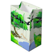 春の森の鳥とリスとの生活 – Natur ミディアムペーパーバッグ (正面アングル)