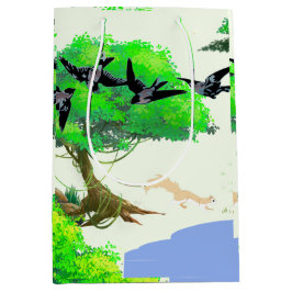 春の森の鳥とリスとの生活 – Natur ミディアムペーパーバッグ