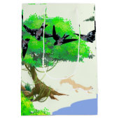 春の森の鳥とリスとの生活 – Natur ミディアムペーパーバッグ (裏面)