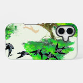 春の森の鳥とリスとの生活 – Natur iPhone 16ケース (裏面横)