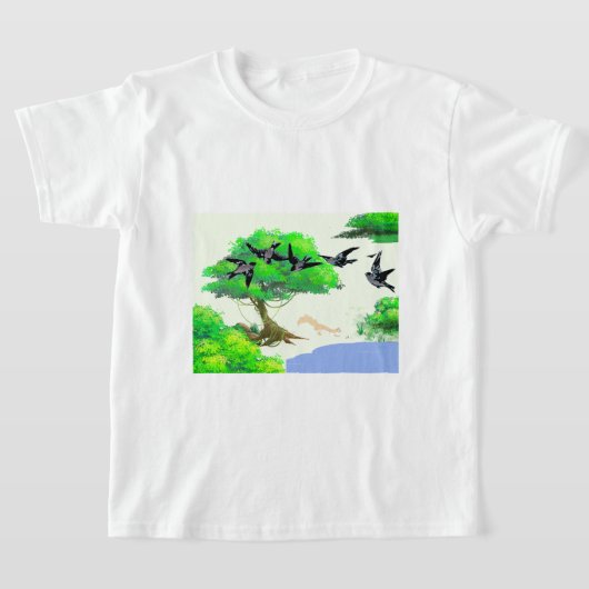 春の森の鳥とリスとの生活 – Natur Tシャツ (レイダウン)
