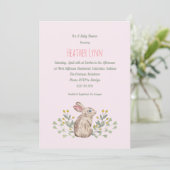 春の森林ウサギの女の赤ちゃんのシャワーの招待状 招待状 (スタンド正面)