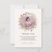 春の植物園 ワイルドフラワー 1歳の誕生日パーティー サンキューカード (正面)