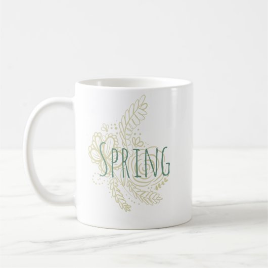 春の植物画の花 コーヒーマグカップ (左)
