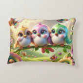 春の歌鳥の幻想的な3人組 アクセントクッション (裏面)