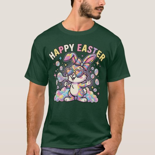 春の気配あふれるかわいいイースターのうさぎ Tシャツ (正面)
