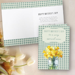 春の水仙が瓶の中で幸せな母の日 シーズンカード