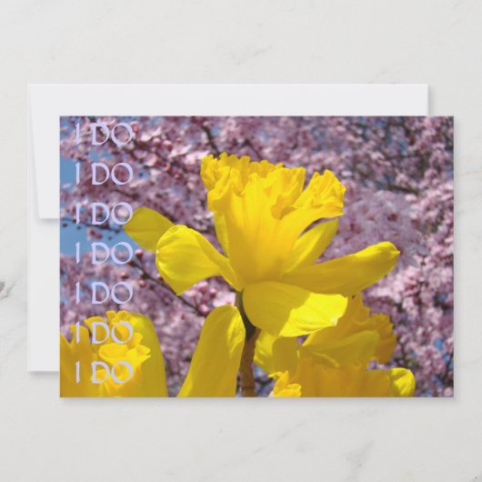 春の水仙の花のセイヴ・ザ・デート・カード 招待状 (正面)