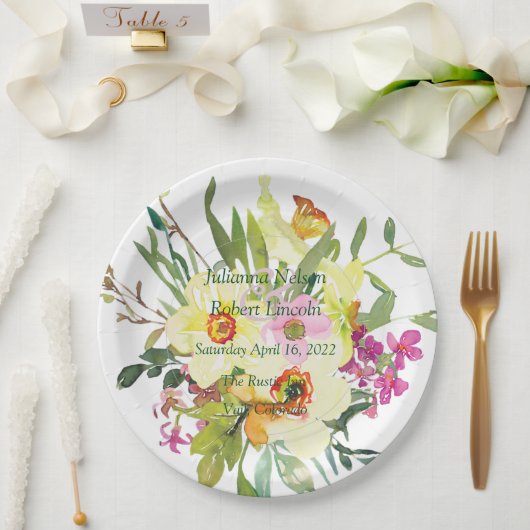 春の水仙の花束 ウェディング   ペーパープレート (ウェディング)