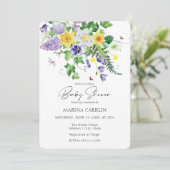 春の水仙、ワイルドフラワー&詩の赤ちゃんシャワー 招待状 (スタンド正面)