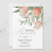 春の水彩ピンクの花のブライダルシャワー 招待状 (正面)