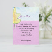 春の水彩画のユダヤ人のバルミツワーのパーティーカード 招待状 (スタンド正面)