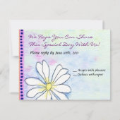 春の水彩画のユダヤ人のバルミツワーの招待状 出欠カード (正面)