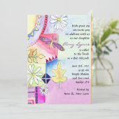 春の水彩画のユダヤ人のバルミツワーの招待状 招待状 (スタンド正面)