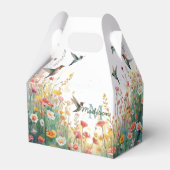 春の水彩画の鳥の花のモノグラム 野の花 フェイバーボックス (正面サイド)