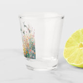 春の水彩画の鳥 花のモノグラム ワイルドフラワー ショットグラス (右)