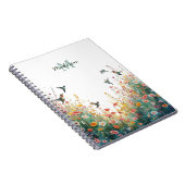 春の水彩画の鳥 花のモノグラム ワイルドフラワー ノートブック (右側)