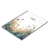春の水彩画の鳥 花のモノグラム ワイルドフラワー ノートブック (左側)