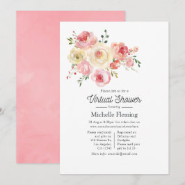 春の水彩花のバーチャルシャワー 招待状