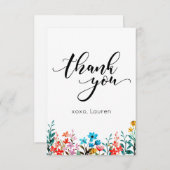 春の水彩花のフラットありがとうカード サンキューカード (正面/裏面)