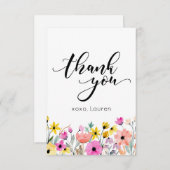 春の水彩花のフラットお礼カード サンキューカード (正面/裏面)