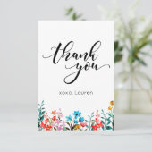 春の水彩花のフラットな感謝カード サンキューカード (スタンド正面)