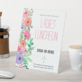 春の水彩花の女性教会ランチョン 台座サイン (インサイチュ)