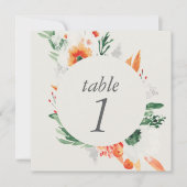 春の水彩花イラスト結婚式テーブルナンバー 招待状 (正面)
