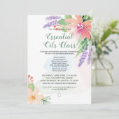 春の水彩花イラスト・エッセンシャルオイルのクラス 招待状 (スタンド正面)