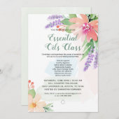 春の水彩花イラスト・エッセンシャルオイルのクラス 招待状 (正面/裏面)