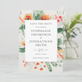 春の水色ワイルドフラワーウェディング日付を保存 招待状 (スタンド正面)