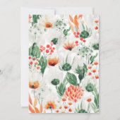 春の水色ワイルドフラワーウェディング日付を保存 招待状 (裏面)