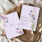 春の水色ワイルドフラワーボホエレガントな結婚式 招待状