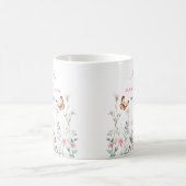春の深いピンクの蝶の花嫁ギフト コーヒーマグカップ (中央)