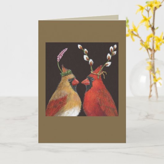 春の深紅色 カード (黄色い花)