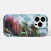 春の滝の山のピンクの花 11 iPhoneケース (裏面横)