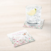 春の濃いピンクの蝶の花の結婚式 スクエアペーパーコースター (インサイチュ)