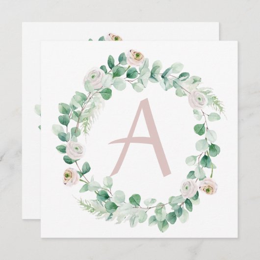 春の牡丹の花輪（名前などの文字を自由にカスタマイズ可能） 案内状 (正面/裏面)