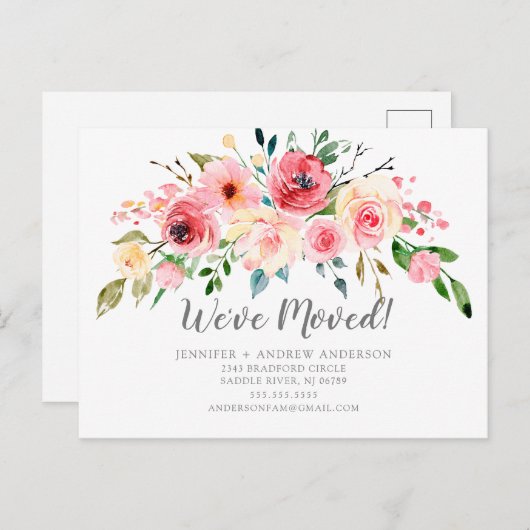 春の牡丹バラフローラの移動発表 案内ポストカード (正面/裏面)