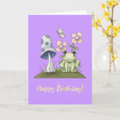 春の物 · カエル及びきのこ カード (黄色い花)