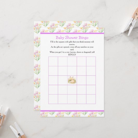 春の狐のベビーシャワー 招待状 (正面/裏面インサイチュ)