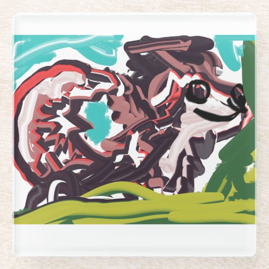 春の狼 ガラスコースター (正面)