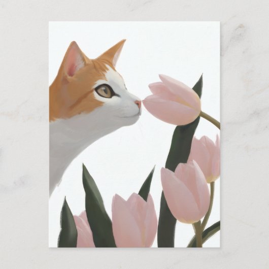 春の猫とフラワーアート シーズンポストカード (正面)