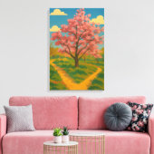 春の目覚め - 満開の樹木の風景 キャンバスプリント (インサイチュ (リビング))