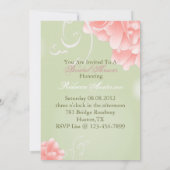 春の真新しいピンクのシャクヤクの植物のブライダルシャワー 招待状 (裏面)