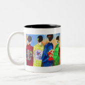 春の着物 日本の芸者アート ツートーンマグカップ (左)