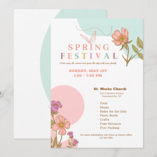 春の祭り招待状 招待状 (正面/裏面)