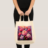 春の禅の日の出 ピンクの花園 トートバッグ (正面(商品))